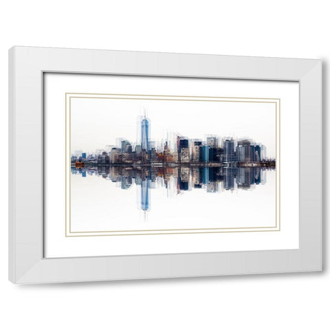 Nyc White Modern Wood Framed Art Print with Double Matting by Pfeiffer, Peter