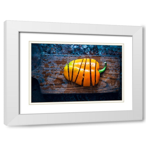 V.E.G.E.T.A.L.I.T.Y AÂ€Â” Sweet Pepper White Modern Wood Framed Art Print with Double Matting by Karina, Aleksandrova