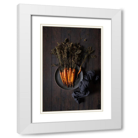 Roasted Carrots White Modern Wood Framed Art Print with Double Matting by Popescu, Diana