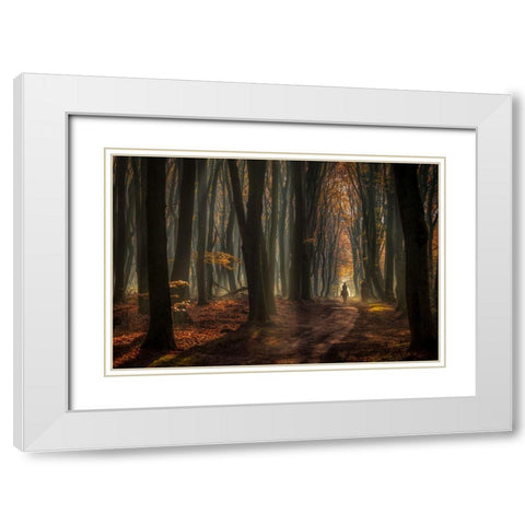 Early Horse Ride White Modern Wood Framed Art Print with Double Matting by Haaksma, Piet