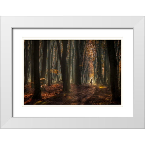 Early Horse Ride White Modern Wood Framed Art Print with Double Matting by Haaksma, Piet