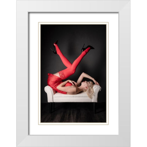 Black And White And Red All Over White Modern Wood Framed Art Print with Double Matting by Dixon, Colin