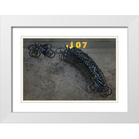 Bicycle Row White Modern Wood Framed Art Print with Double Matting by Hawerkamp, Hans-Wolfgang