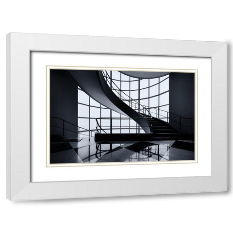 The Graceful Ascent White Modern Wood Framed Art Print with Double Matting by Van De, Jeroen