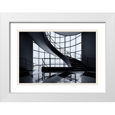 The Graceful Ascent White Modern Wood Framed Art Print with Double Matting by Van De, Jeroen