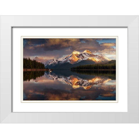 Maligne White Modern Wood Framed Art Print with Double Matting by Pablo De, Juan