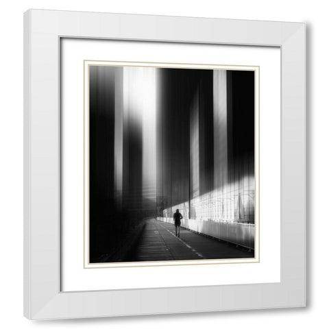 Lonesome City White Modern Wood Framed Art Print with Double Matting by Takachi, Yasuhiro