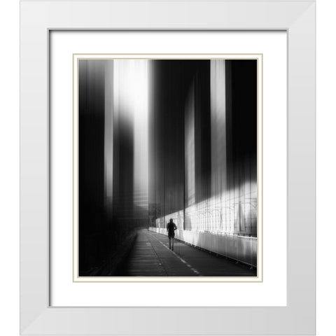 Lonesome City White Modern Wood Framed Art Print with Double Matting by Takachi, Yasuhiro