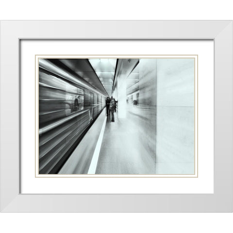Moscow Metro - Sketch White Modern Wood Framed Art Print with Double Matting by Makunin, Maxim
