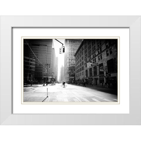 Manhattan - Street Photography White Modern Wood Framed Art Print with Double Matting by Froyda, Martin