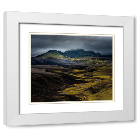 Iceland Highlands White Modern Wood Framed Art Print with Double Matting by Olsson, Ronny