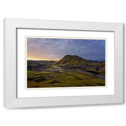 Iceland Highlands White Modern Wood Framed Art Print with Double Matting by Olsson, Ronny