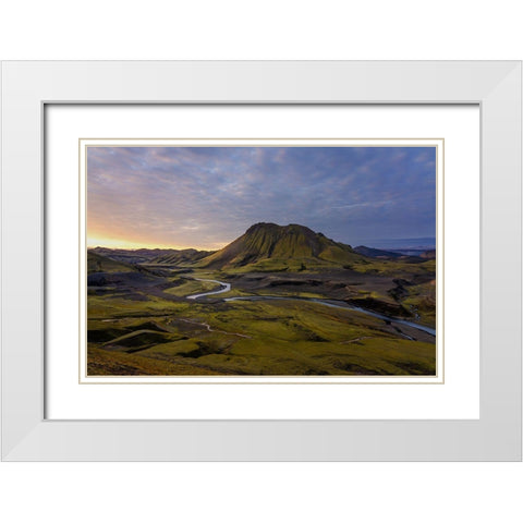 Iceland Highlands White Modern Wood Framed Art Print with Double Matting by Olsson, Ronny