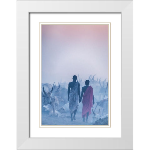 Mundari Camaraderie White Modern Wood Framed Art Print with Double Matting by Cole, Trevor