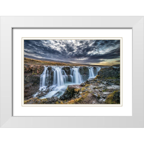 Unknown Falls In Iceland White Modern Wood Framed Art Print with Double Matting by C. Sink, Jeffrey
