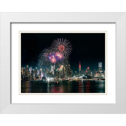 The City That Never Sleeps White Modern Wood Framed Art Print with Double Matting by Dai, Wei