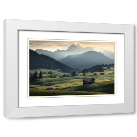 Seiser Alm White Modern Wood Framed Art Print with Double Matting by Nowak, Zbyszek