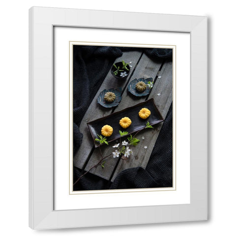 Japanese Rice Cake White Modern Wood Framed Art Print with Double Matting by W., Catherine