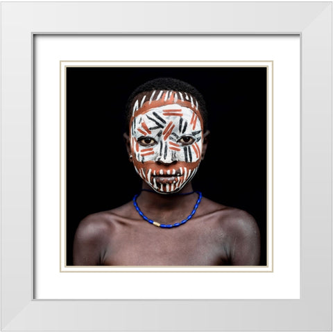 Suri Mask White Modern Wood Framed Art Print with Double Matting by Duarte, Carlos