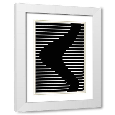 Lines And Curves White Modern Wood Framed Art Print with Double Matting by Xu, Mei