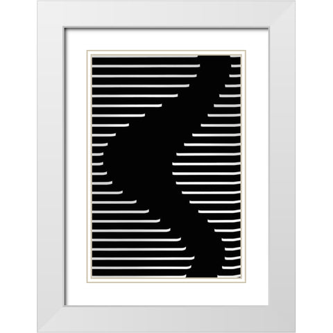 Lines And Curves White Modern Wood Framed Art Print with Double Matting by Xu, Mei