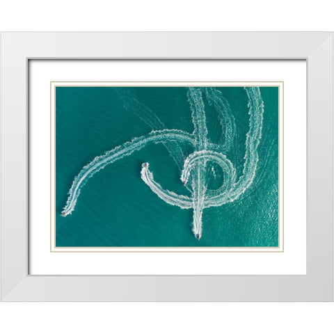 Speedboat Symphony White Modern Wood Framed Art Print with Double Matting by Meirovich, Ido