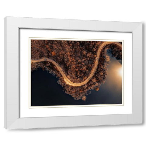 Winding Roads White Modern Wood Framed Art Print with Double Matting by Chiriaco, Carmine