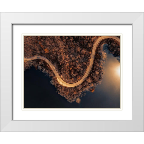 Winding Roads White Modern Wood Framed Art Print with Double Matting by Chiriaco, Carmine