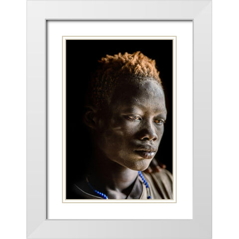 Mundari Portait White Modern Wood Framed Art Print with Double Matting by Cole, Trevor