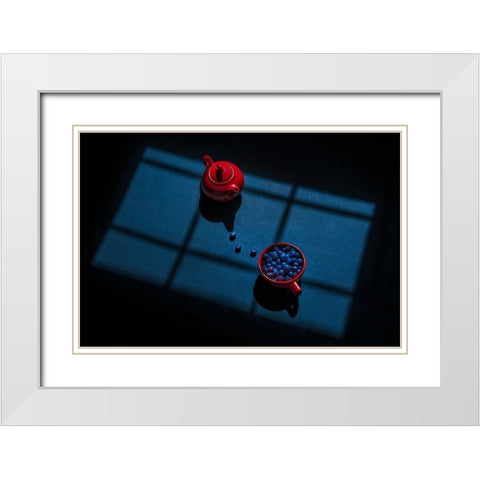 Blueberry Break White Modern Wood Framed Art Print with Double Matting by Jacobs, Lydia