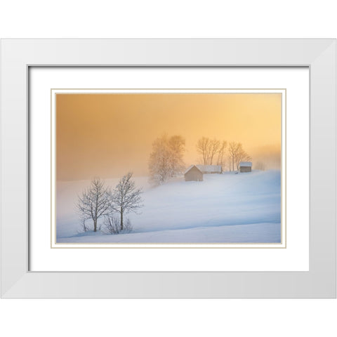Small Village White Modern Wood Framed Art Print with Double Matting by Jochen, Burger