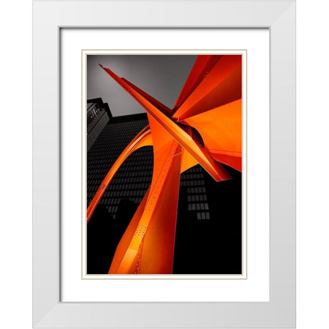 Chicago Flamingo White Modern Wood Framed Art Print with Double Matting by Huang, Ivan