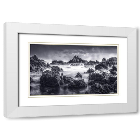 Rock White Modern Wood Framed Art Print with Double Matting by Seo, Tiger