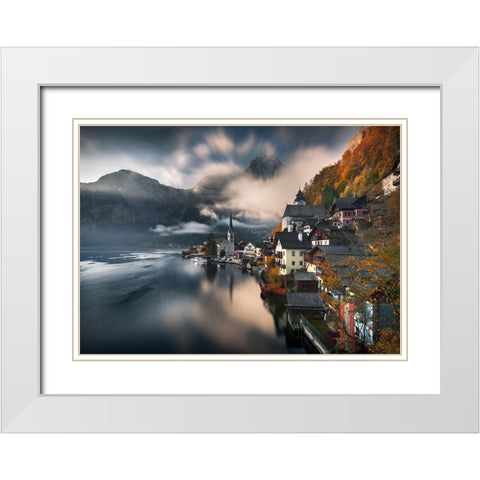 Hallstatt White Modern Wood Framed Art Print with Double Matting by Nienartowicz, Karol
