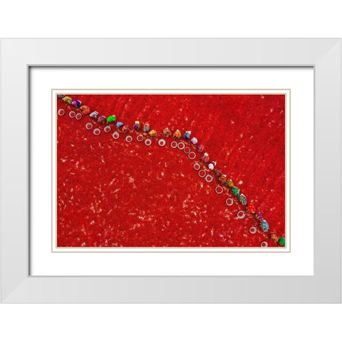 Picking Red Chilies White Modern Wood Framed Art Print with Double Matting by Khan Ronnie, Azim