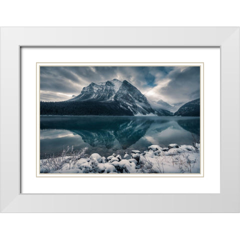 Sunrise At Lake Louise White Modern Wood Framed Art Print with Double Matting by Macia, Ivan