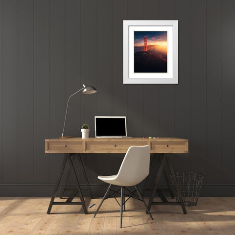 On The Edge White Modern Wood Framed Art Print with Double Matting by George, David