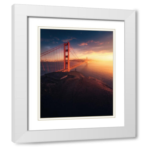 On The Edge White Modern Wood Framed Art Print with Double Matting by George, David