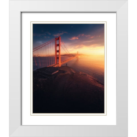 On The Edge White Modern Wood Framed Art Print with Double Matting by George, David