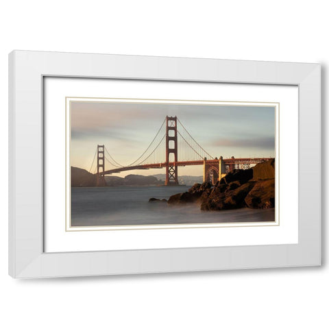 Golden Gate Bridge White Modern Wood Framed Art Print with Double Matting by Langager, Ron