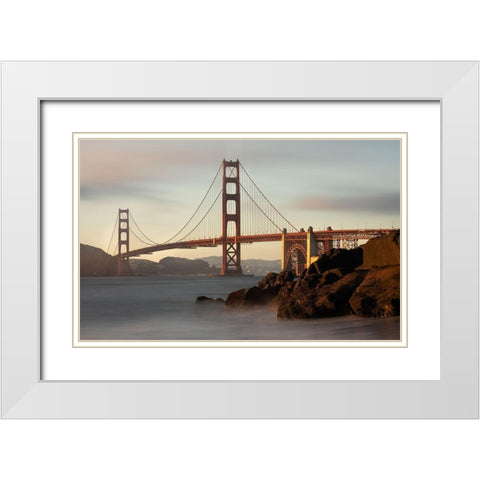 Golden Gate Bridge White Modern Wood Framed Art Print with Double Matting by Langager, Ron