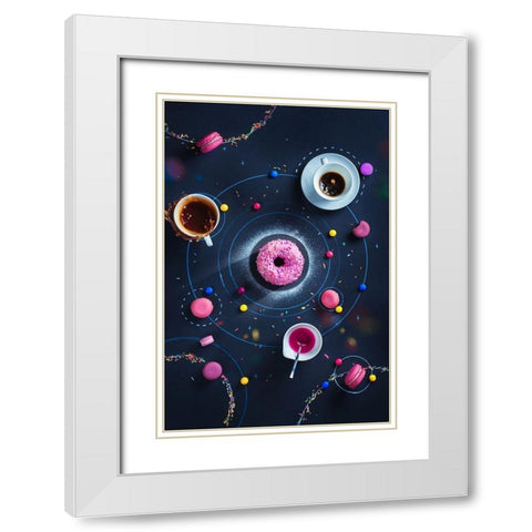 Space Donut White Modern Wood Framed Art Print with Double Matting by Belenko, Dina