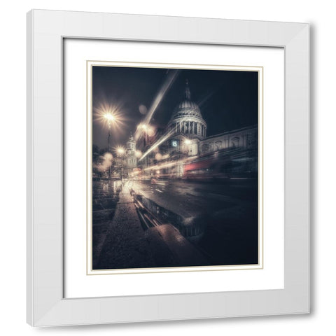 Rush White Modern Wood Framed Art Print with Double Matting by George, David