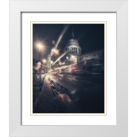 Rush White Modern Wood Framed Art Print with Double Matting by George, David