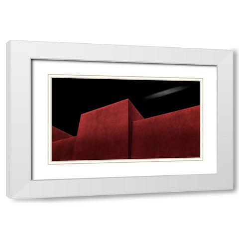Red Wall White Modern Wood Framed Art Print with Double Matting by Almasri, Muhammad