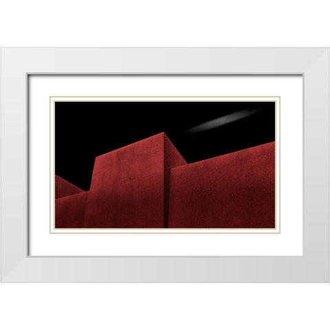 Red Wall White Modern Wood Framed Art Print with Double Matting by Almasri, Muhammad