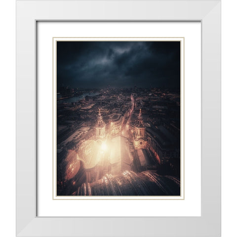 A Light In Darkness White Modern Wood Framed Art Print with Double Matting by George, David