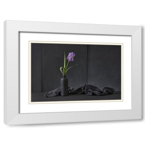 Iris Pallida White Modern Wood Framed Art Print with Double Matting by Verot, Christophe