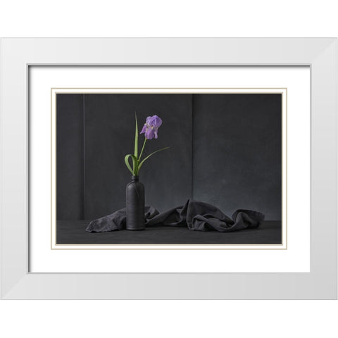 Iris Pallida White Modern Wood Framed Art Print with Double Matting by Verot, Christophe