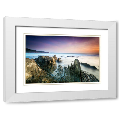 Sunset White Modern Wood Framed Art Print with Double Matting by Atzori, Daniele
